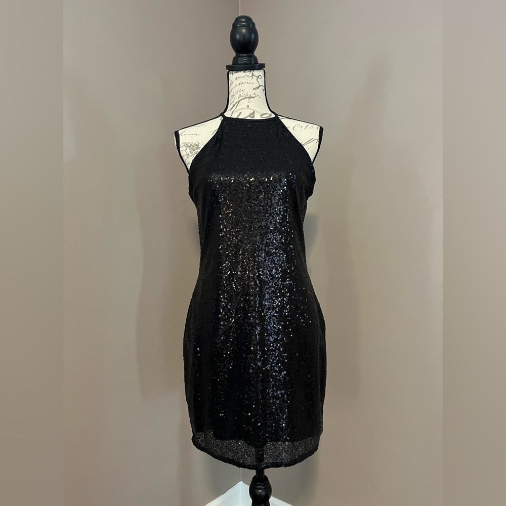 Black Sequin Cocktail Dress, size M